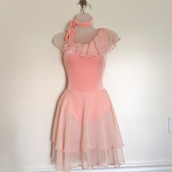 Velvet Dance Leotard/Tutu - Pink Velvet - Sexy - 1