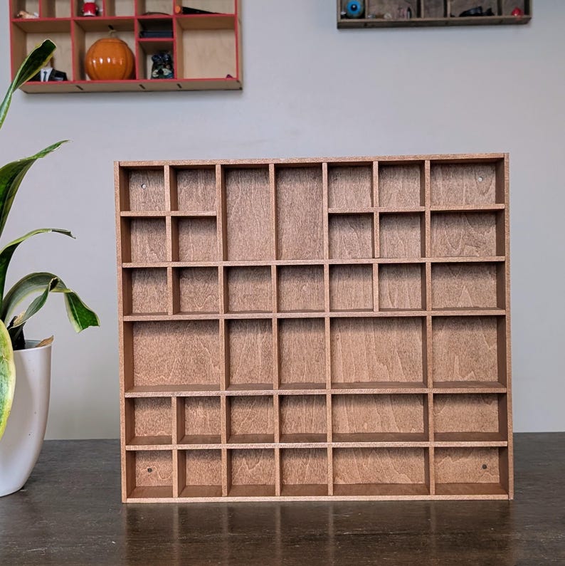 Shadow Box Wooden Display Shelf - Wall Cubby Shelf - Multiple Compartment Sizes - #6 - Trinket Shelf - Curio Cabinet - Medium image 1