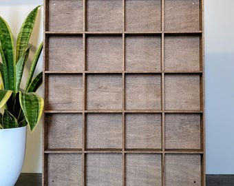 20 Compartment Wooden Display Shelf - 3.75x3.75 - Trinket Shelf - Curio Cabinet