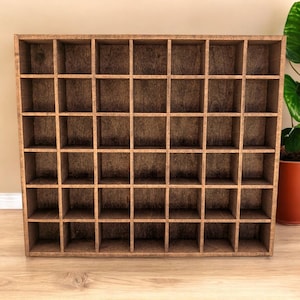 42 Compartment Wooden Display Shelf - 1.5x1.5 - Trinket Shelf - Curio Cabinet