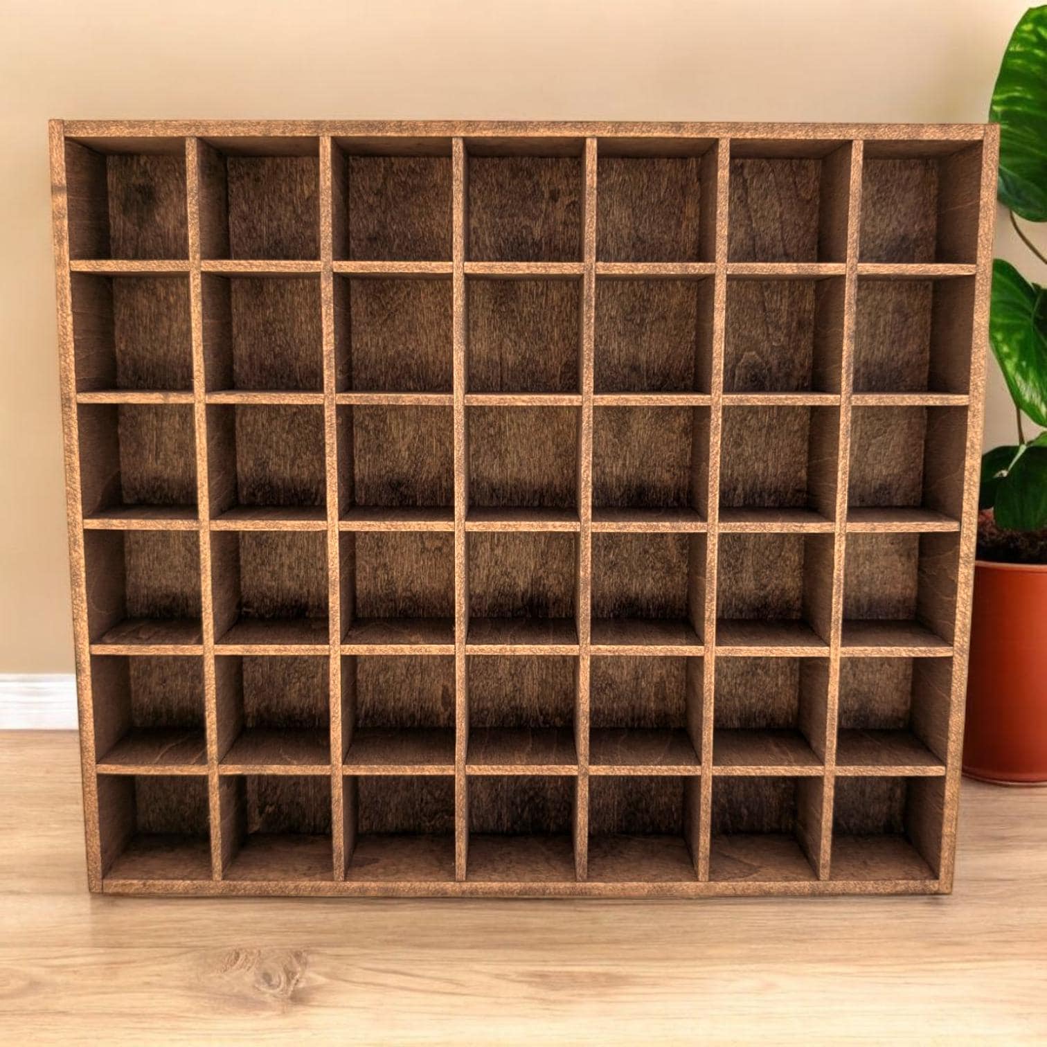 42 Compartment Wooden Display Shelf - 1.5x1.5 - Trinket Shelf - Curio Cabinet