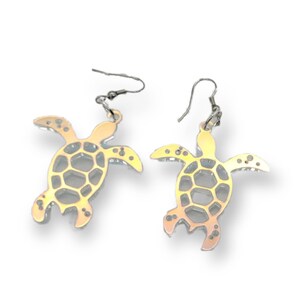 Iridescent Sea Turtle Earrings - Acrylic
