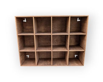 12 Compartment Wooden Display Shelf - 3.5x3.5 - Trinket Shelf - Curio Cabinet - Cubic