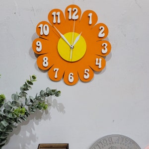 Retro Vintage 1970s Inspired Daisy Wall Clock Funky Wall Clock Retro Clock Flower Power Nursery Clock Kitchen Clock Flower Clock image 2