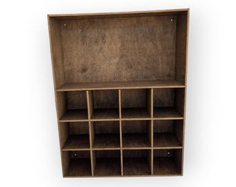 13 Compartment Wooden Display Shelf - 3.5x3.5 - Trinket Shelf - Curio Cabinet