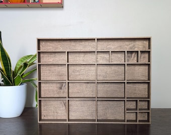 Shadow Box Wooden Display Shelf - Wall Cubby Shelf - Multiple Compartment Sizes -  #1 - Trinket Shelf - Curio Cabinet - Medium