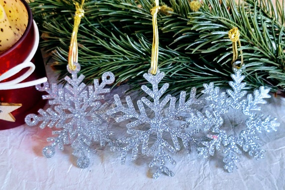 DIY GLITTER SNOWFLAKES, CHRISTMAS TREE DECORATION