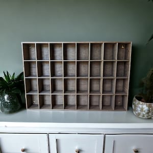 32 Compartment Wooden Display Shelf - 4x3 - Trinket Shelf - Curio Cabinet