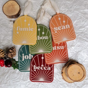 Boho Arch Custom Christmas Ornament - Mid Century Modern Ornament - Modern Arch Name Ornament- MCM Custom Name Family Ornament - Acrylic