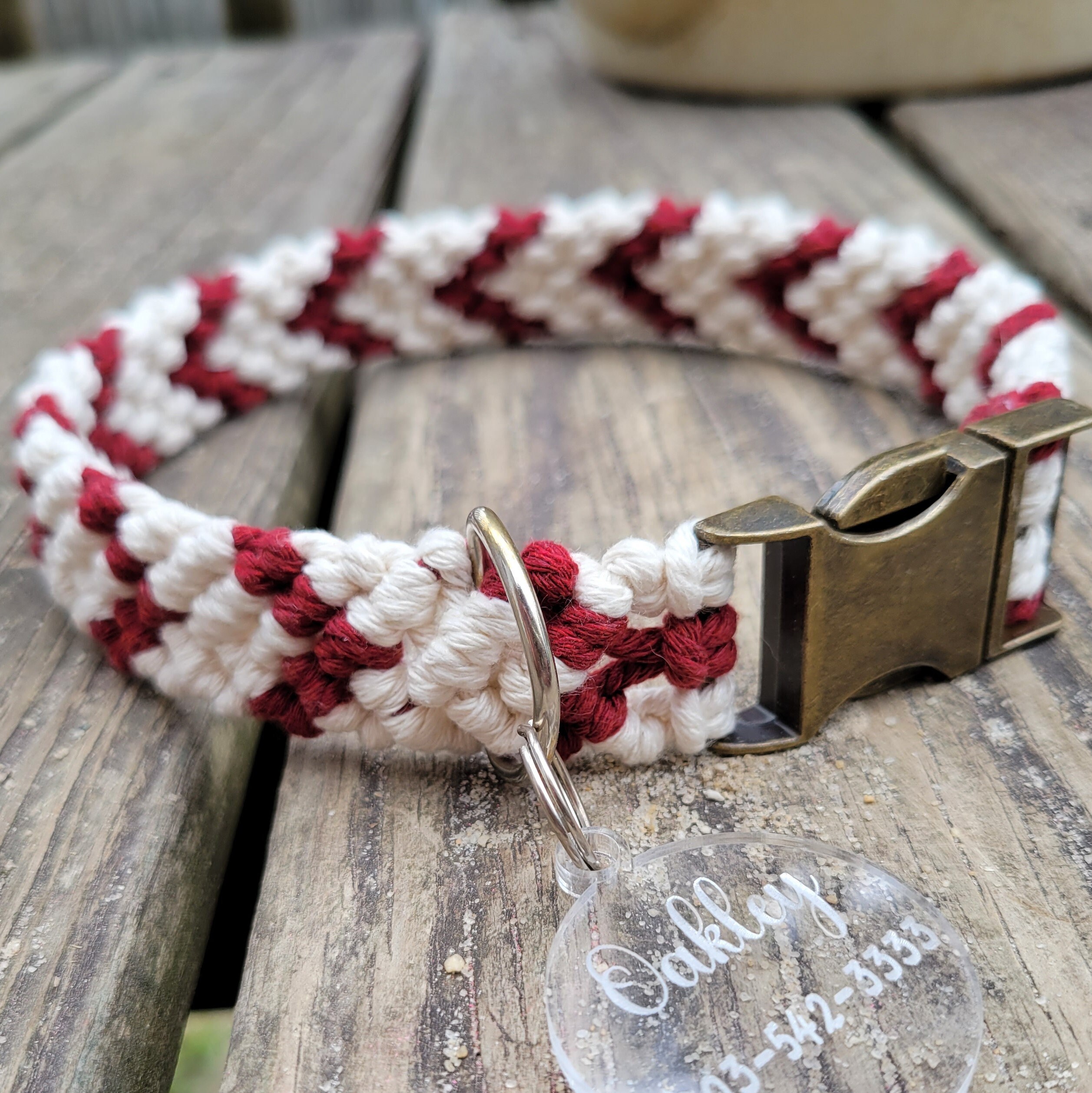 2 Color Hand Knotted Macrame Dog Collar Natural Dog Collar Etsy
