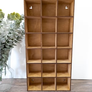18 Compartment Wooden Display Shelf - 3x3 - Trinket Shelf - Curio Cabinet