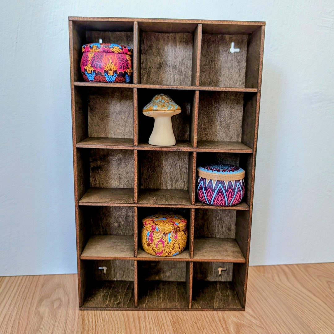 15 Compartment Wooden Display Shelf Trinket Shelf Curio Cabinet Knick Knack Collection Display ...