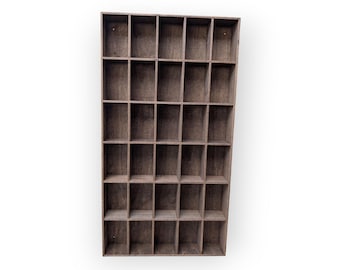 30 Compartment Wooden Display Shelf - 4x2.5 - Trinket Shelf - Curio Cabinet - Cubic