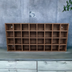 32 Compartment Wooden Display Shelf Trinket Shelf Curio Cabinet