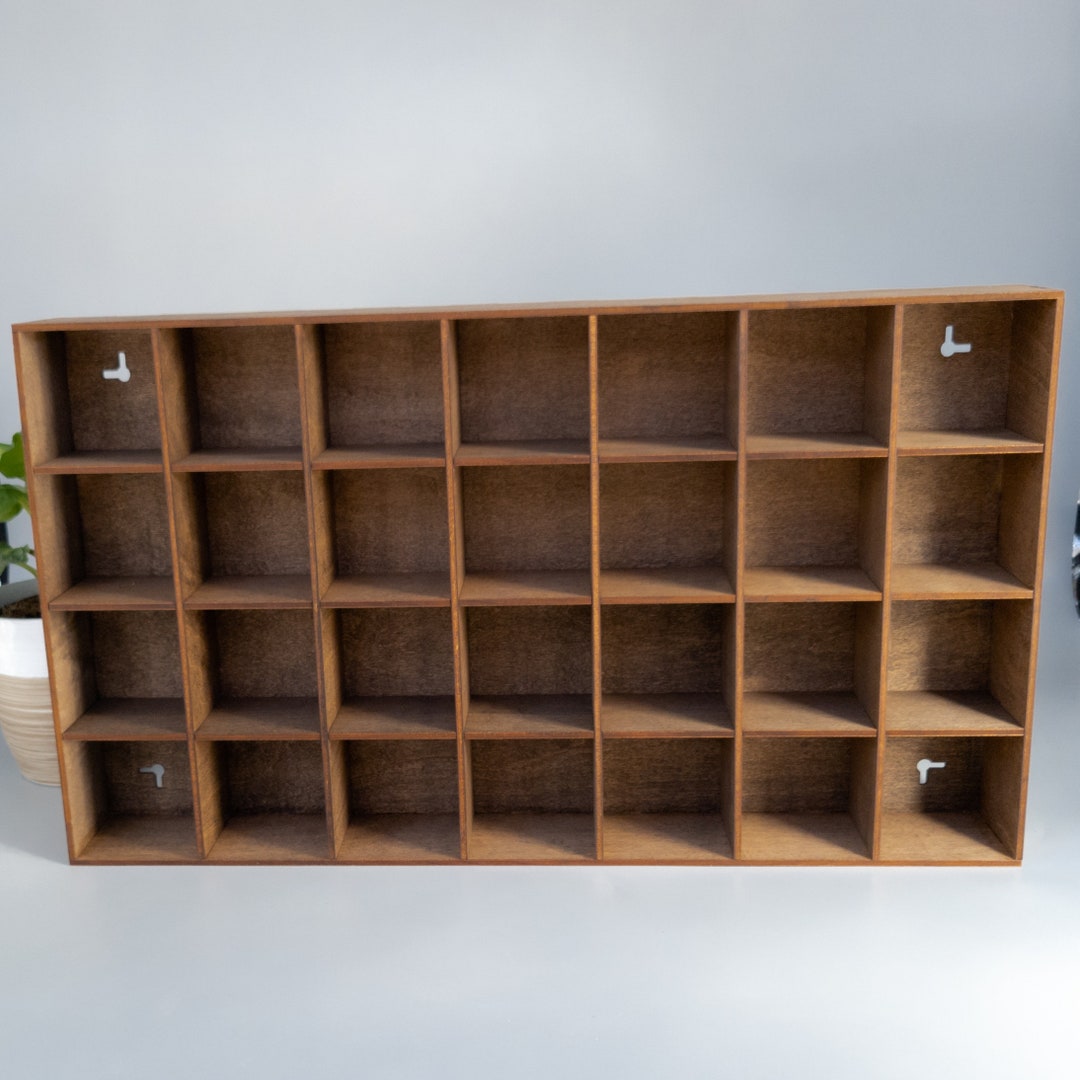 28 Compartment Wooden Display Shelf - 2.5x2.5 - Trinket Shelf - Curio ...