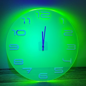 Blacklight UV Fluorescent Green Gamer Wall Clock - Funky Wall Clock - Blacklight Clock- Boys Room Clock - Man Cave Clock