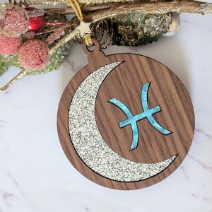 Personalized Scorpio Ornament | Walnut & Acrylic Zodiac Christmas Gift