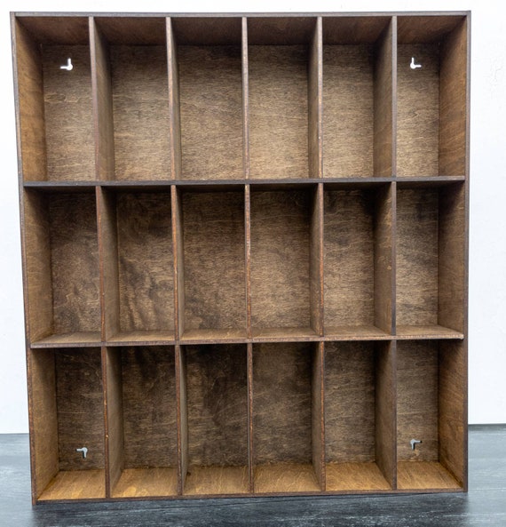 18 Compartment Wooden Display Shelf - 6.75x3 - Trinket Shelf