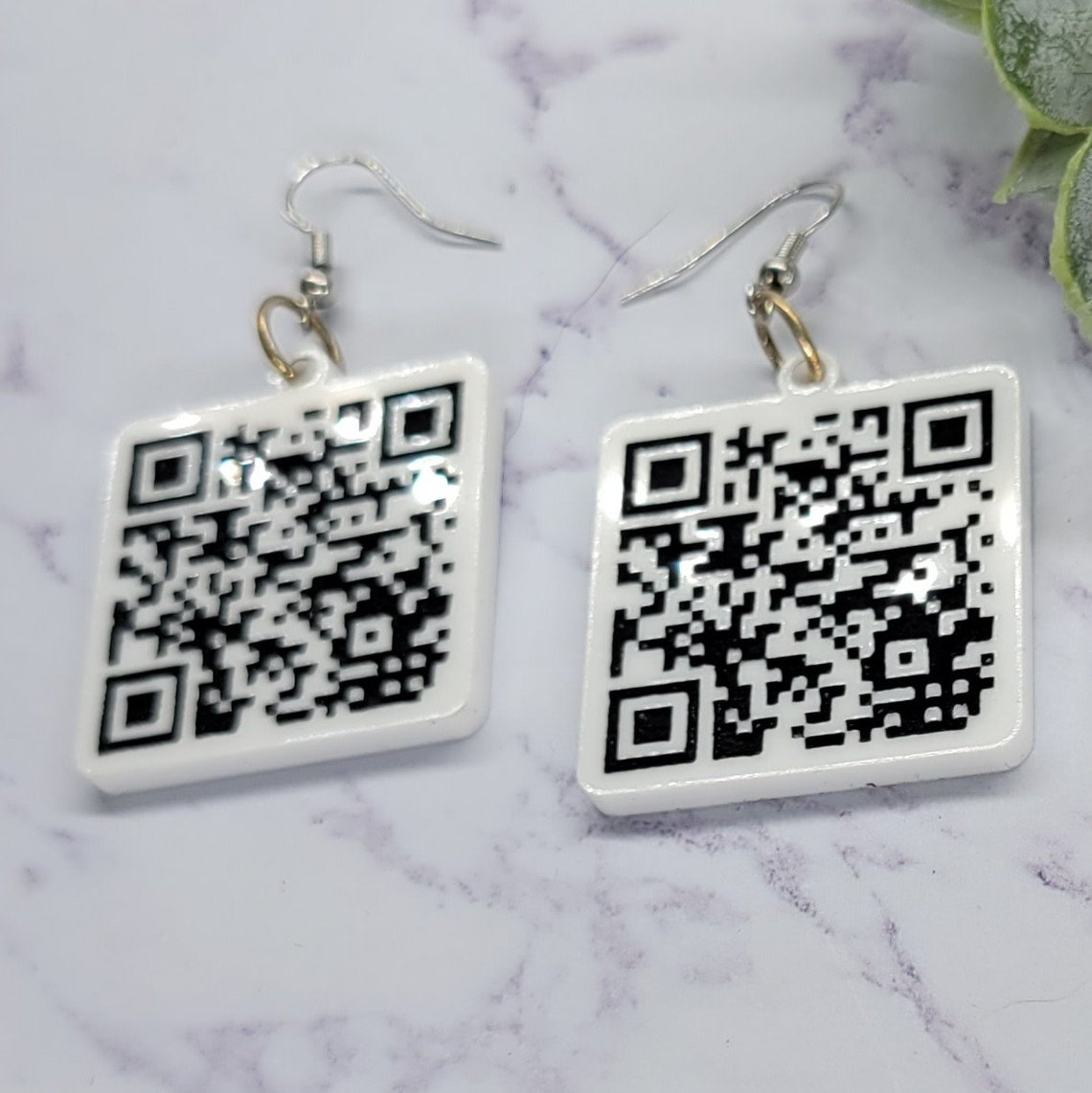 White Acrylic QR Code Earrings Custom Scannable QR Code Etsy
