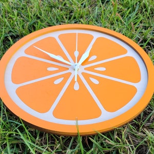 Orange Slice Clock Kitchen Clock Funky Clock Retro Clock Wooden Clock Food Clock Fruit Vegetable Clock Fun Clock Kids Clock image 6