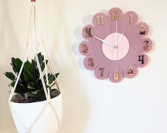 Retro Vintage 1970s Inspired Daisy Wall Clock - Funky Wall Clock - Retro Clock - Flower Power - Nursery Clock - Kitchen Clock - Pastel Clock