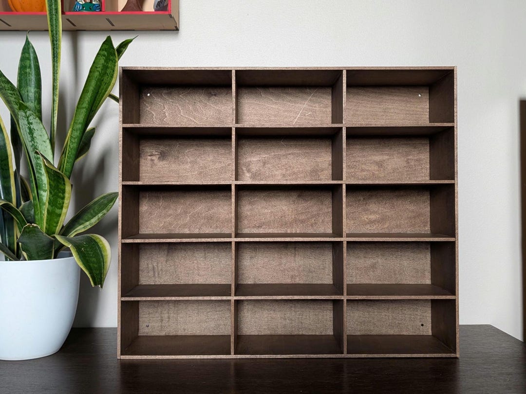 15 Compartment Wooden Display Shelf - 3.5x7 - Trinket Shelf - Curio ...
