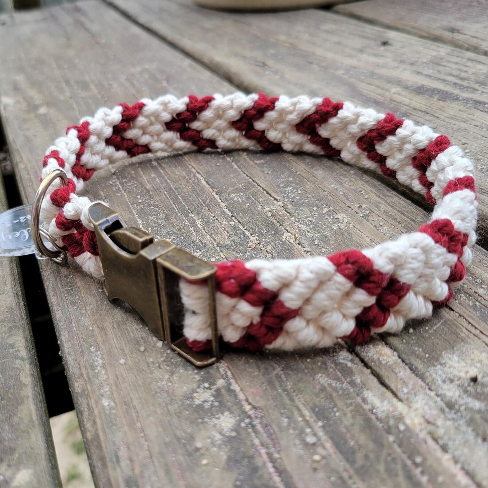 2 Color Hand Knotted Macrame Dog Collar Natural Dog Collar Etsy