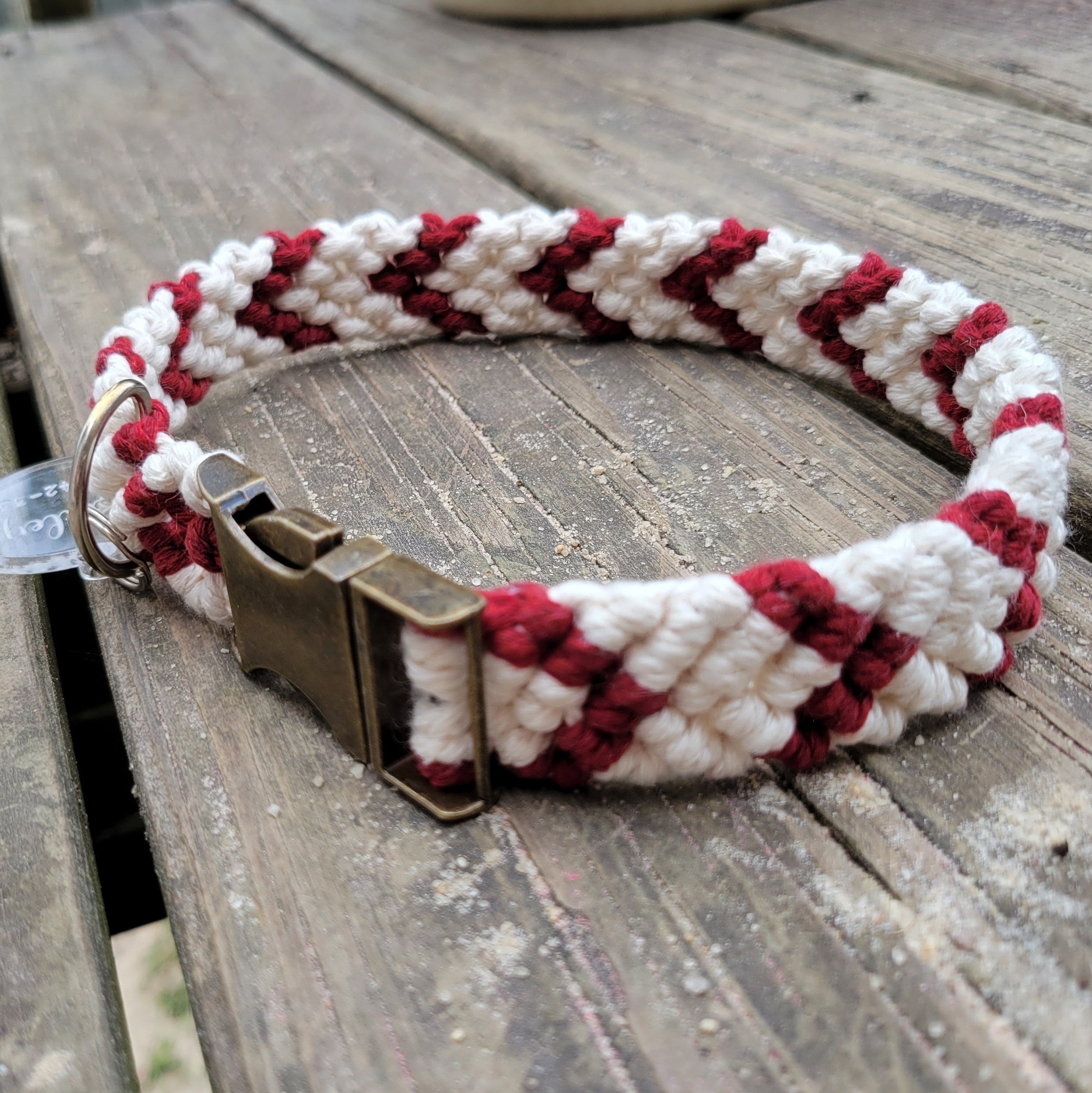 2 Color Hand Knotted Macrame Dog Collar Natural Dog Collar Etsy