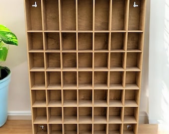 49 Compartment Wooden Display Shelf - Multiple Compartment Sizes - Trinket Shelf - Curio Cabinet