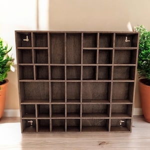 Présentoir en bois à plusieurs compartiments - Présentoir en cristal - Cabinet de curiosités - Présentoir à bibelots - Plateau pour imprimante - Présentoir pour organisateur de figurines #6