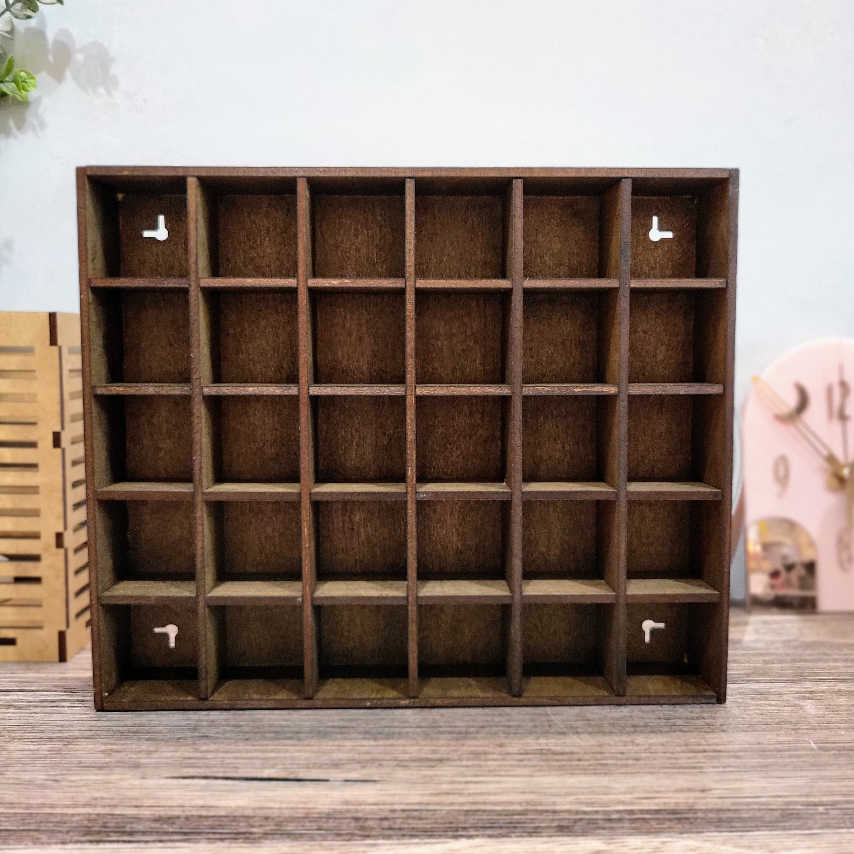 Wooden 30 Compartment Display Box Storage Box Small Organizer Box Jewelry  Organizer Unpaint Wood Knick Knack Keepsake Case Shelf Shadow Box 