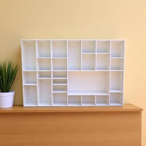 Shadow Box Wooden Display Shelf - Wall Cubby Shelf - Multiple Compartment Sizes - #44a - Trinket Shelf - Curio Cabinet