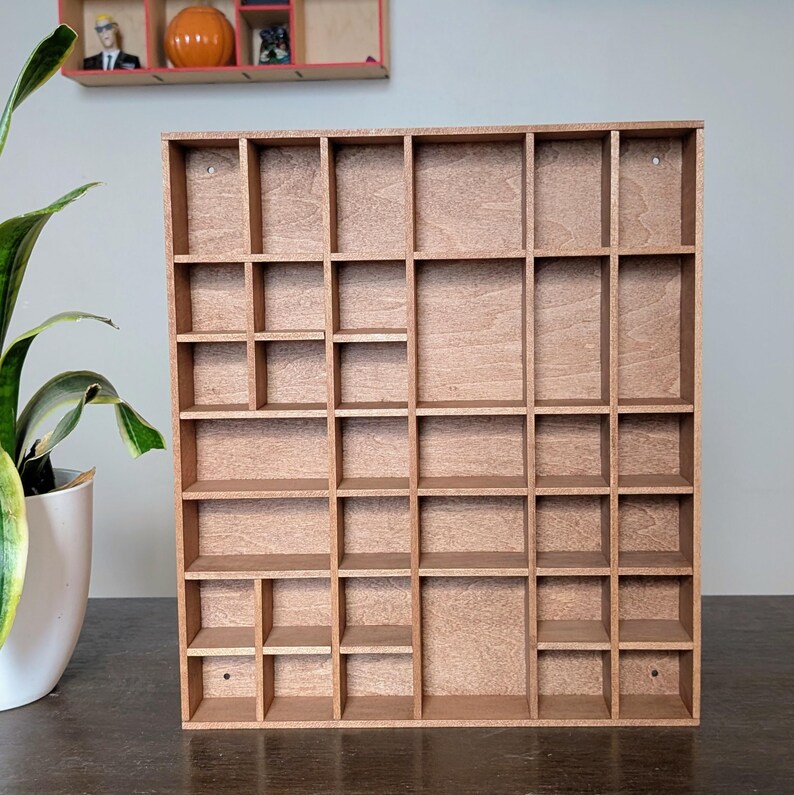 Shadow Box Wooden Display Shelf - Wall Cubby Shelf - Multiple Compartment Sizes - #6 - Trinket Shelf - Curio Cabinet - Medium image 3