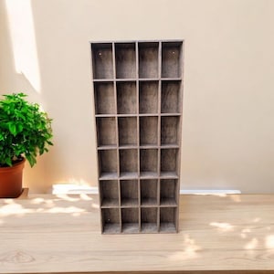 24 Compartment Wooden Display Shelf - 4x2.5 - Trinket Shelf - Curio Cabinet