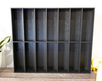 14 Compartment Wooden Display Shelf - 9x3 - Trinket Shelf - Curio Cabinet