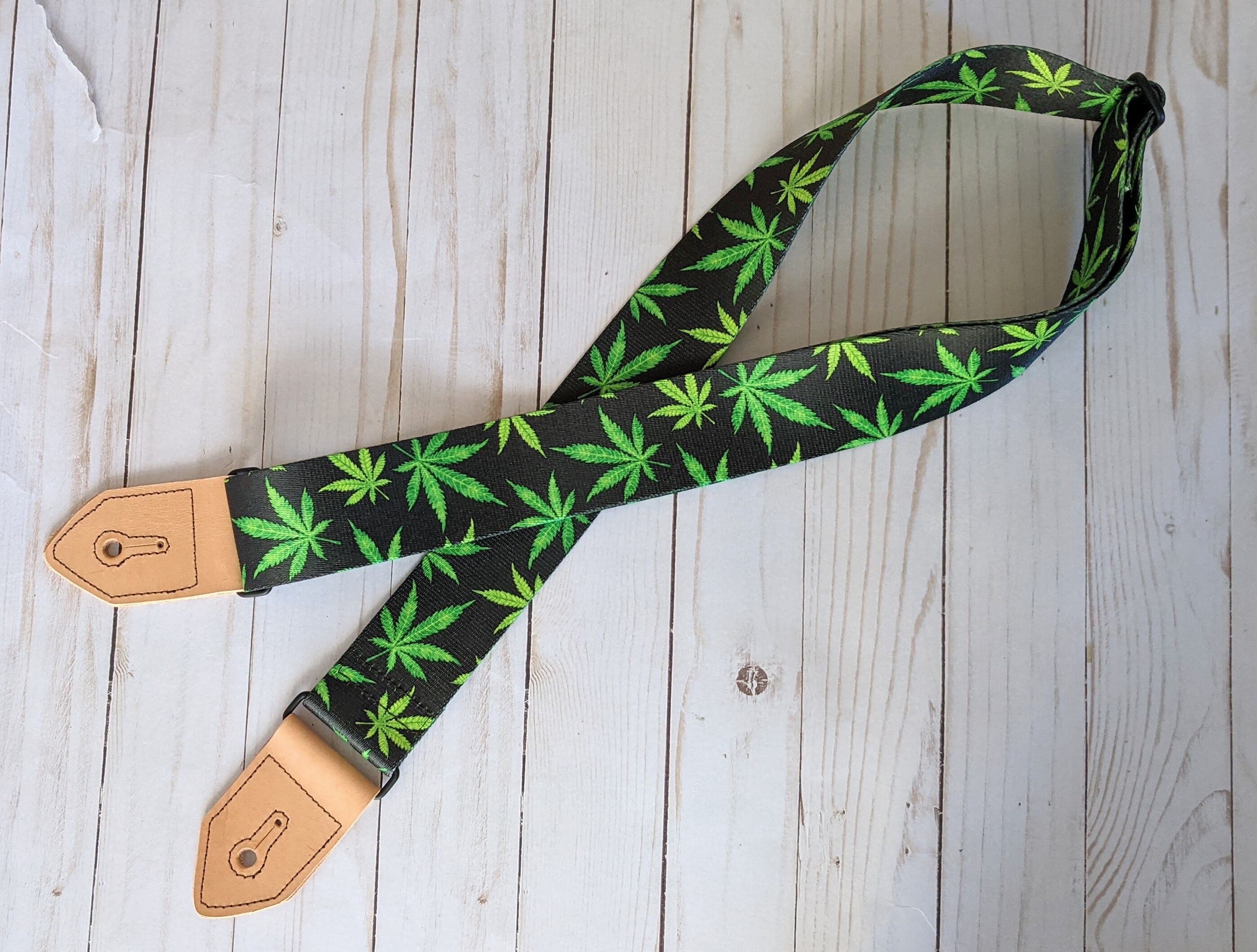 Cannabis Pot Leaf Boho Guitar Strap Marijuana Leaf Guitar Etsy