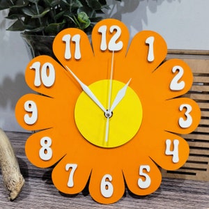 Retro Vintage 1970s Inspired Daisy Wall Clock Funky Wall Clock Retro Clock Flower Power Nursery Clock Kitchen Clock Flower Clock image 3