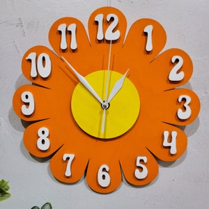 Retro Vintage 1970s Inspired Daisy Wall Clock Funky Wall Clock Retro Clock Flower Power Nursery Clock Kitchen Clock Flower Clock image 6