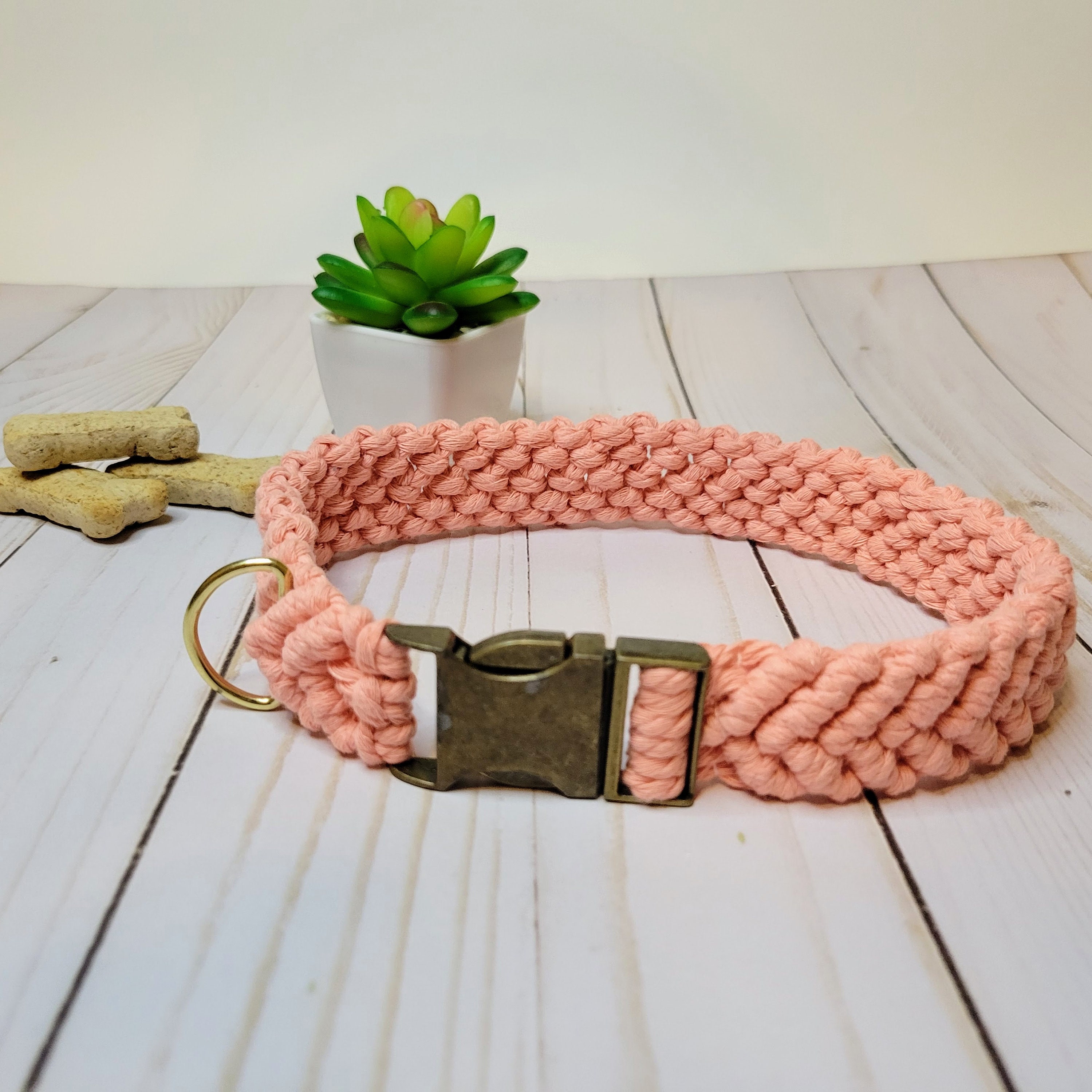 Hand Knotted Macrame Dog Collar Natural Dog Collar Plastic Etsy