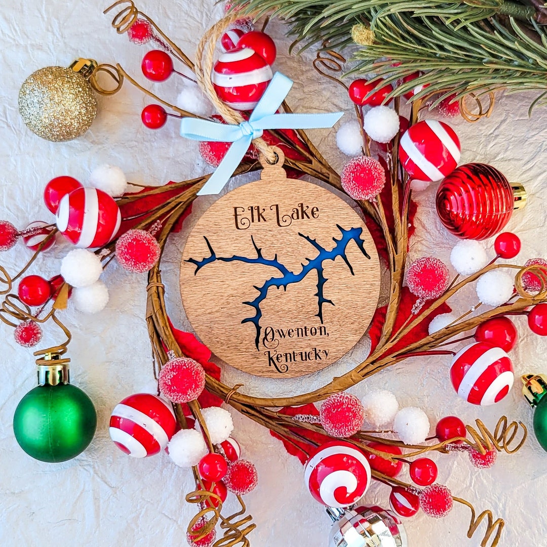 CUSTOM Any Lake Engraved Wooden Christmas Ornament - Custom Lake Gift ...