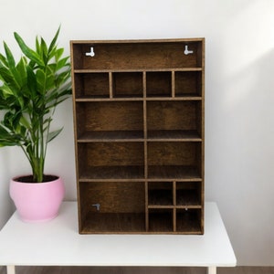 Shadow Box Wooden Display Shelf - Wall Cubby Shelf - Multiple Compartment Sizes - #4a - Trinket Shelf - Curio Cabinet