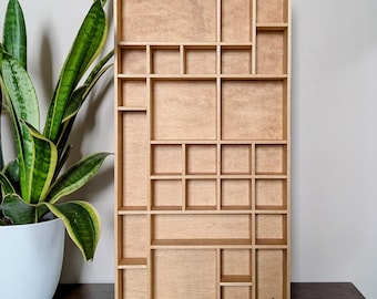 Shadow Box Wooden Display Shelf - Wall Cubby Shelf - Multiple Compartment Sizes - #37 - Trinket Shelf - Curio Cabinet - Medium