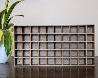 50 Compartment Wooden Display Shelf - 1.5x1.5 - Trinket Shelf - Curio Cabinet - Cubic