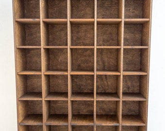 40 Compartment Wooden Shelf - 2.5x2.5 - Trinket Shelf - Curio Cabinet