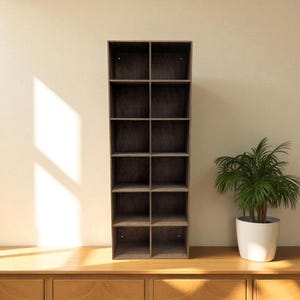 12 Compartment Wooden Display Shelf - 4.75x4.3 - Trinket Shelf - Curio Cabinet