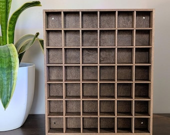 42 Compartment Wooden Display Shelf - 1.5x1.5 - Trinket Shelf - Curio Cabinet