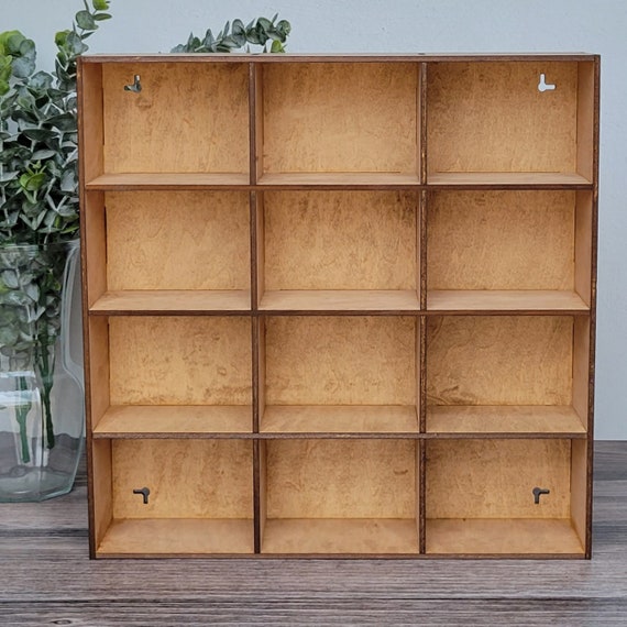 12 Compartment Wooden Display Shelf Trinket Shelf Curio Cabinet