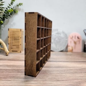 30 Compartment Wooden Display Shelf Trinket Shelf Curio Cabinet Knick Knack Collection Display Printer Tray Figure Organizer Display zdjęcie 8