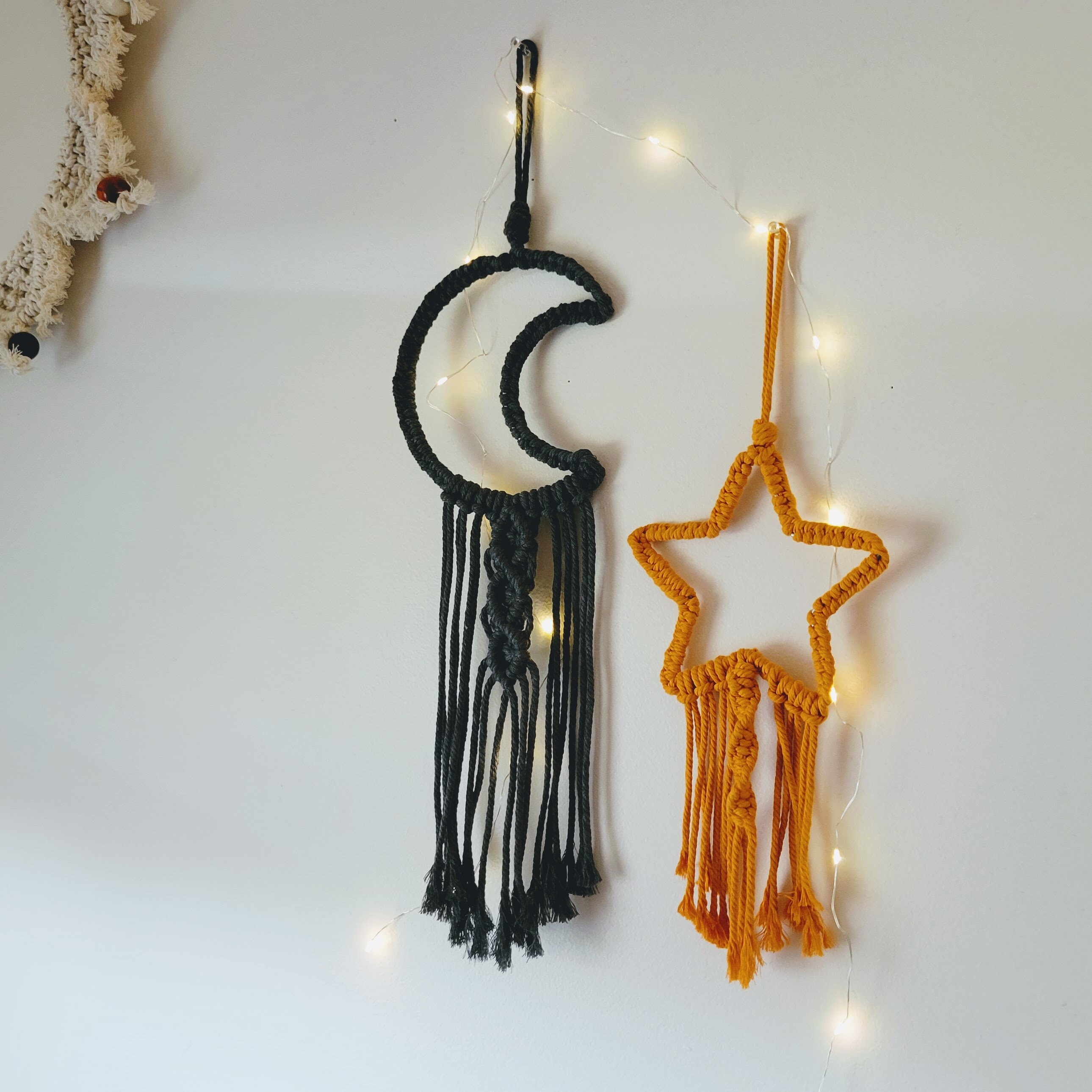 Macrame Moon and Star Wall Decor Set Boho Nursery Decor Etsy