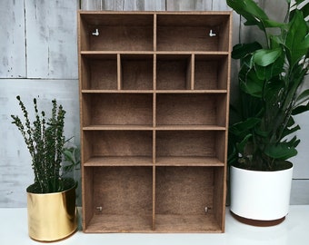 Multi Compartment Wooden Display Shelf - Crystal Display Shelf - Curio Cabinet- Knick Knack Display - Printer Tray -Figure Organizer Display